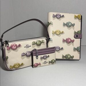 Coach Candy Print Women's Bag Set - Cream and Purple
